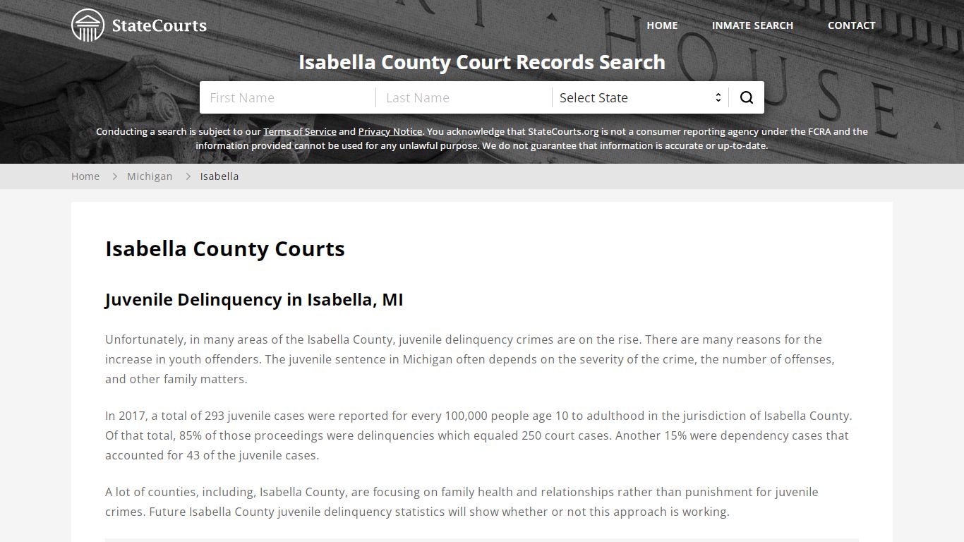 Isabella County, MI Courts - Records & Cases - StateCourts